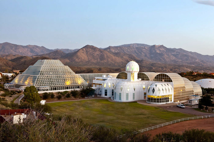 Biosphere 2 exterior view in the desert.