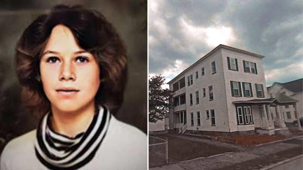 Collage showing Laureen Rahn and the Merrimack Street apartment building in Manchester, New Hampshire, where she disappeared in April 1980