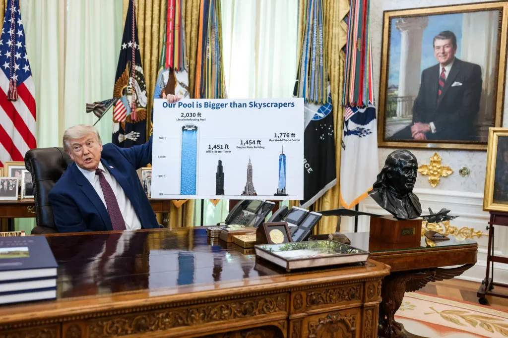 President Donald Trump signs an executive order at the Resolute Desk in the Oval Office in June 2026.